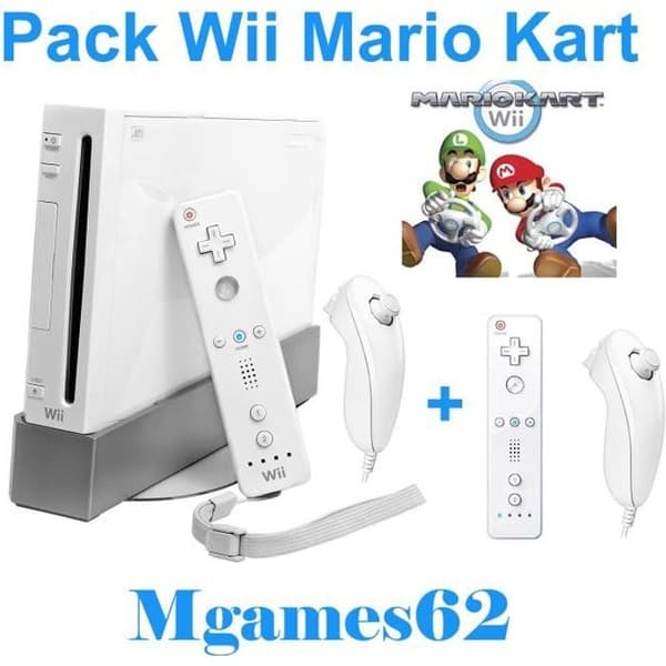 Nintendo Wii White Console Mario Kart 2-spelare - Nintendo - Samlarpaket - Trådlöst- USED