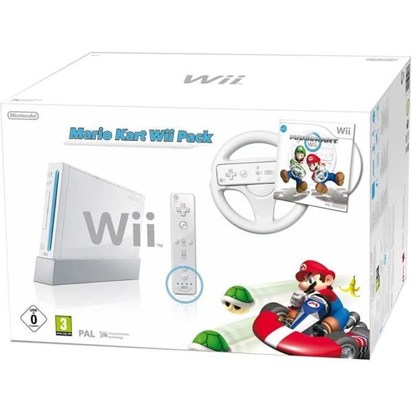 Mario Kart White Wii Pack + gratis klistermärken- USED