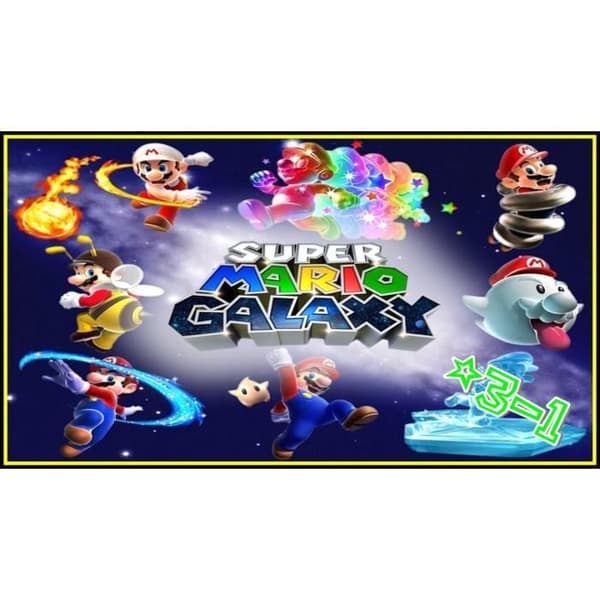 Hemkonsol - Nintendo - Wii - Vit - Super Mario Galaxy 1 och 2 - Samlarpaket- USED