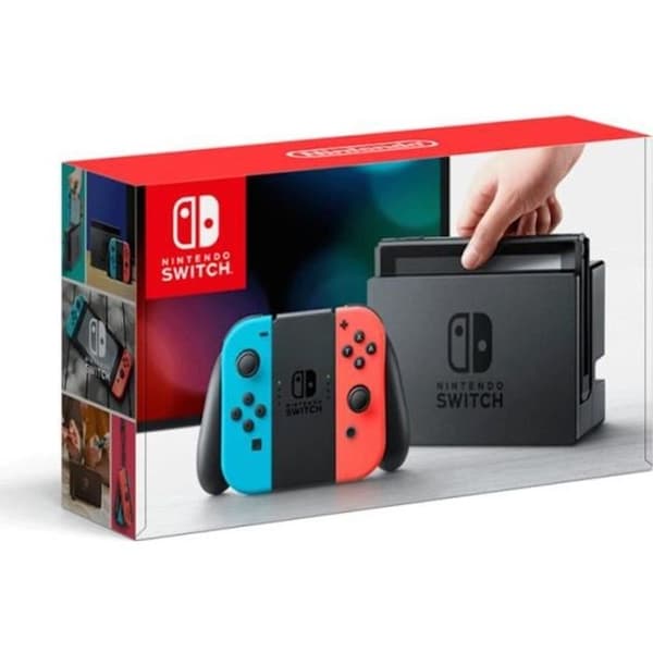 Nintendo Switch-konsol med Neon Red Right Joy-Con och Neon Blue Left Joy-Con- USED