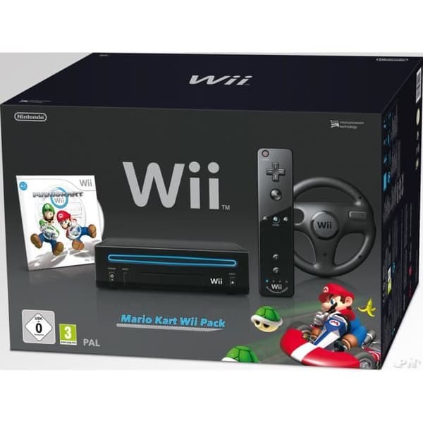 Packa Wii Noire Mario Kart + gratis klistermärken- USED