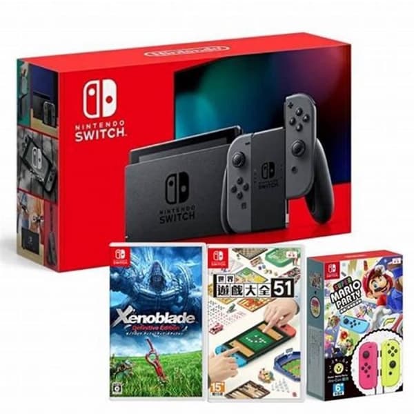 Nintendo Switch Pack 4-konsol - Nintendo - Vit - Mario Kart - Trådlös - AC-adapter- USED