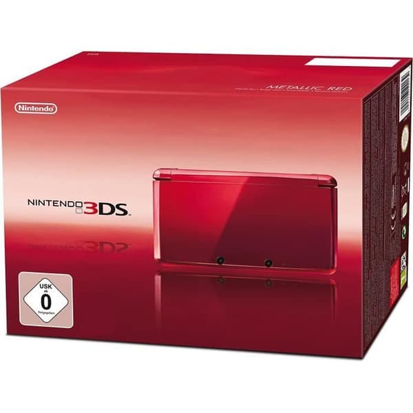 Konsol bärbar - Nintendo - 3DS - Röd metall - Paket - 1 spel inkluderat- USED