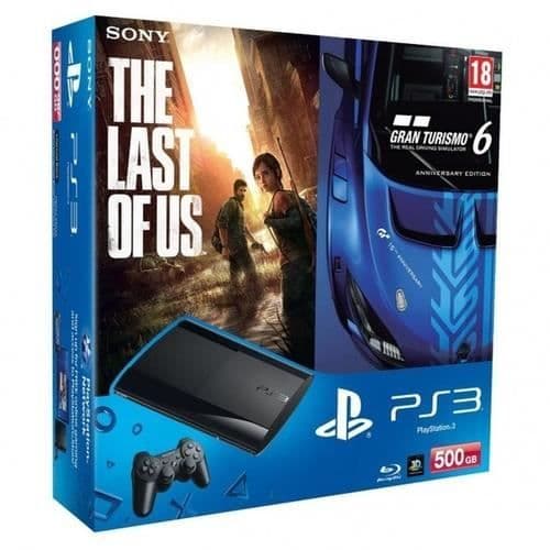 Vardagskonsol - Sony Playstation 3 500GB + Gran Turismo 6 - Svart - 500 GB - Bundle- USED