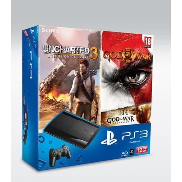Pack Ps3 Noire 12 Go +: Uncharted 3 + God Of War III + Voucher Gow 4- USED
