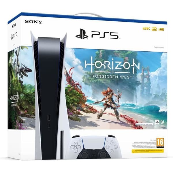 PS5 + Horizon Forbidden West-konsol - Sony - 825 GB lagringskapacitet - Vardagsrumskonsol - Bunt- USED