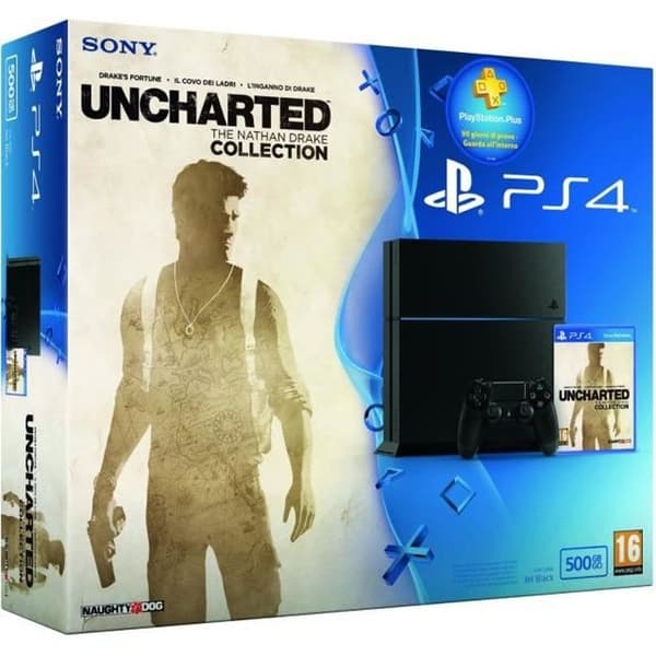 PlayStation 4-konsol - Sony - 500 GB - Uncharted Collection - PS Plus 3 månader- USED