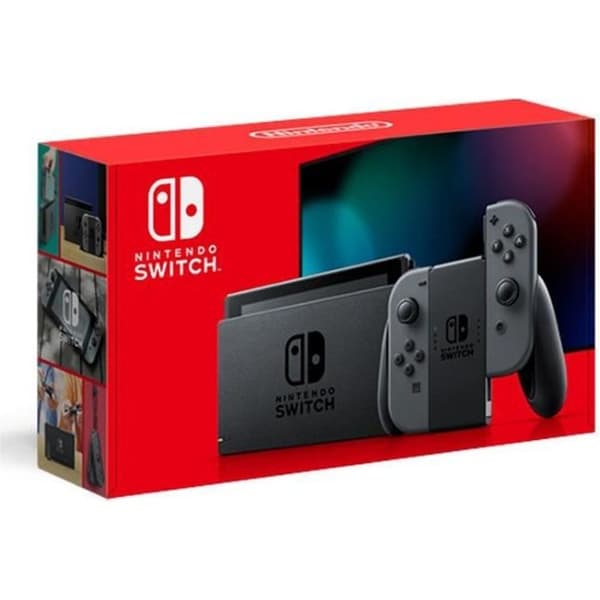 Nintendo Switch-konsol med ett par grå Joy-Con: Ny version, bättre batteritid- USED