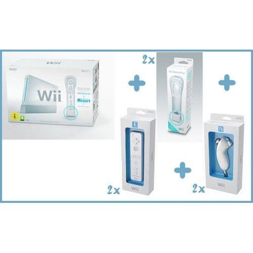 Wii Sports-konsol + 2 extra Wiimotes och 2 Nunchuks - Nintendo - Vit - Bundle - Trådlös- USED