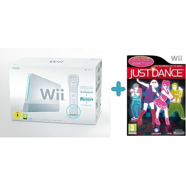 SPORTRESORT + JUST DANCE LE WHITE Wii CONSOLE- USED