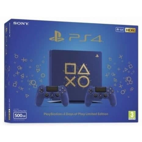 Console PS4 Slim 500 GB Limited Edition Days of Play Blue + 2nd Controller DualShock Limited Edition Days of Play - Officiell PlayStation- USED