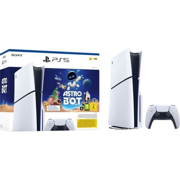 Paket PS5 Standard: Konsol PlayStation 5 (Slim-modell) + Astro Bot (Kod)