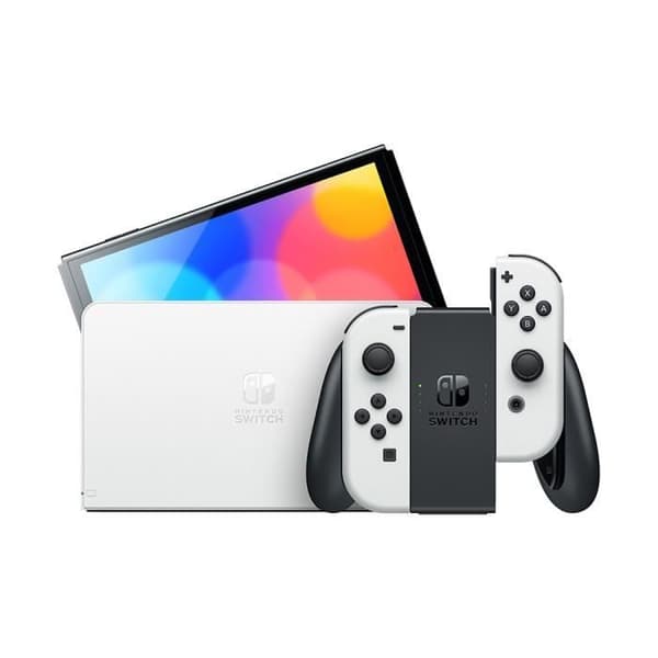 Nintendo Switch-konsol – OLED-modell (vit) HK-version Original UK-laddare med UK-FR Adapter