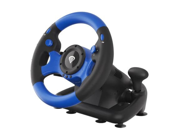GENESIS SEABORG 350 Sort, Blå USB Rat + Pedaler Nintendo Switch, PC, PlayStation 4, Playstation 3, Xbox 360, Xbox One