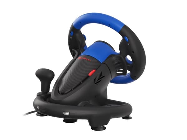 GENESIS SEABORG 350 Sort, Blå USB Rat + Pedaler Nintendo Switch, PC, PlayStation 4, Playstation 3, Xbox 360, Xbox One
