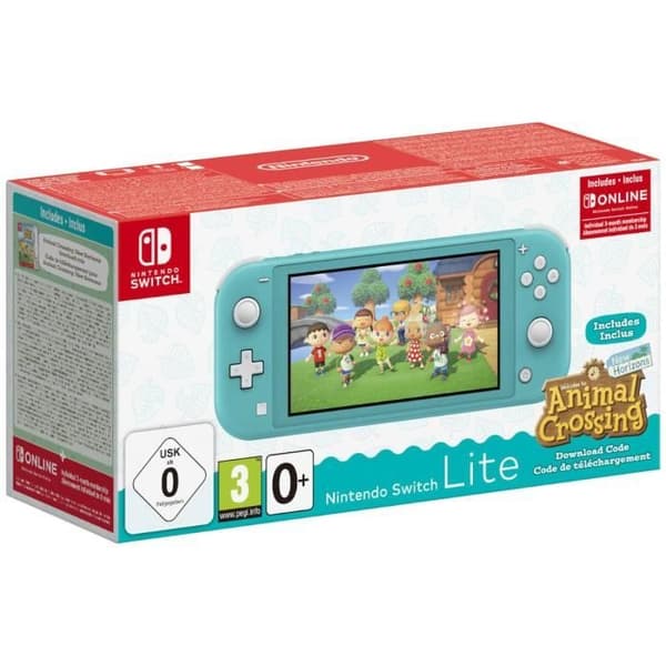 Nintendo Switch Lite bärbar konsol • Turkos + Animal Crossing: New Horizons (kod) + 3 månaders NSO-prenumeration (kod) Turkos