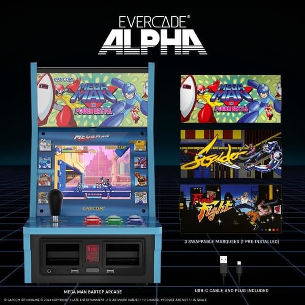 Retro spillekonsol - KUN TIL SPIL - Evercade Alpha Mega Man Bartop Arcade