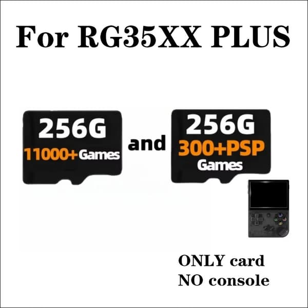 TF-kort til RG35XX PLUS, 256G kapacitet, 11000+ spil,256G Og 256G PSP