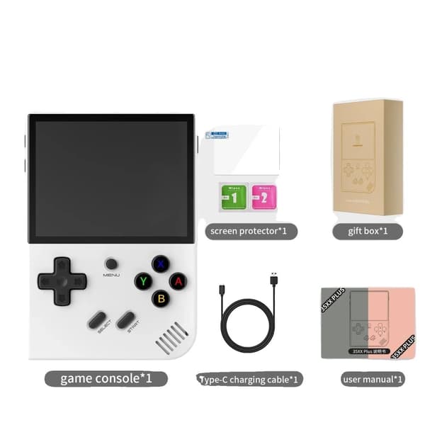Retro Handheld Spelare, 5000+ Inbyggda Spel, Utbyggbart Lagringsutrymme,Vit, 256G 300PSP SPEL