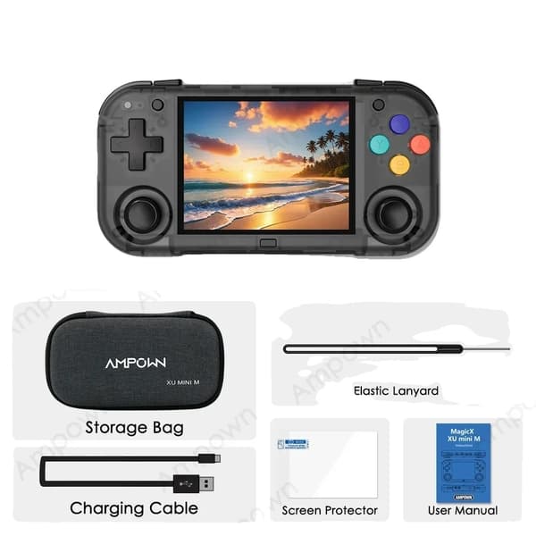 XU MINI M Handheld Spelkonsol, 64G Lagring, 6 Timmars Batteritid,64G(6K Spel), Kristallsvart