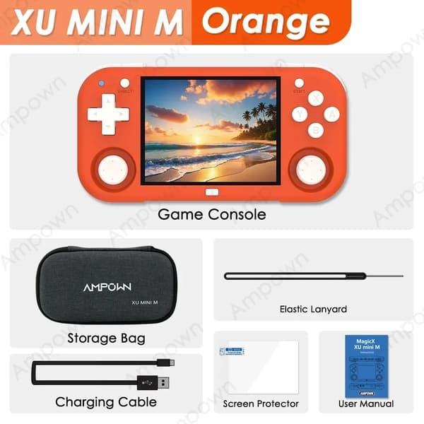 XU MINI M Handheld Spelkonsol, 64G Lagring, 6 Timmars Batteritid,64G(6K Spel), Orange