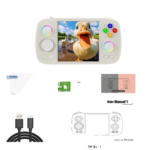 Handhållen spelkonsol, 3,95" IPS-skärm, 8 GB RAM, dubbla högtalare,Beige Vit, 256G(8K Spel)