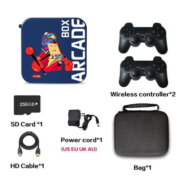 Arcade Spilkonsol, 33.000-50.000 Spil, HDMI Udgange,256G 50000 spil, EU stik