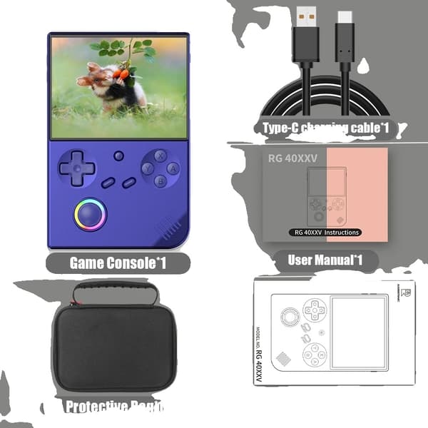 Retro Handheld Spelkonsol, 4,0-tums IPS-skärm, 11 471 spel ingår,256G endast 300 PSP, Blå Och Väska