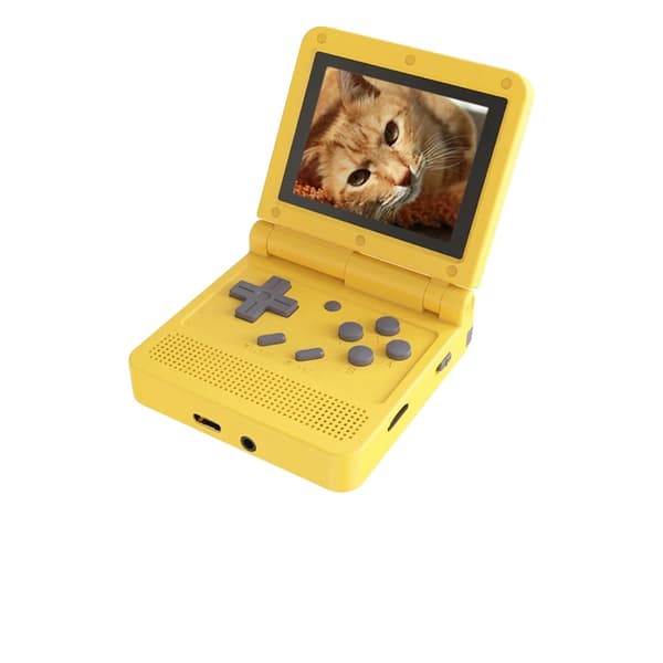 Retro håndholdt spillekonsol, 15.000 spil inkluderet, 3,0-tommer IPS-skærm,Gul 64GB