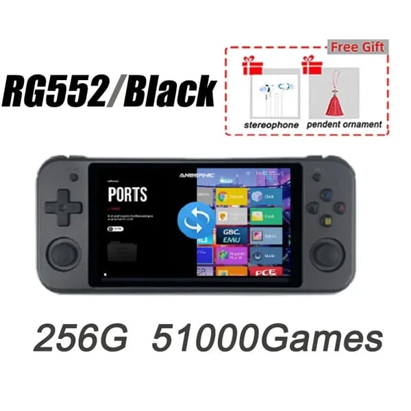 Anbernic RG552 Retro Spilkonsol, 256G Lagerplads, 51000 Spil Inkluderet,256G 51000 Spil, Produkt kun