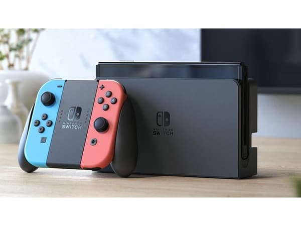 Nintendo Switch OLED gamingkonsol med neon Röd/Blå -Joy-Con-kontroller