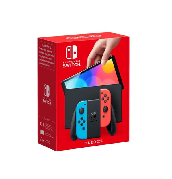 Nintendo Switch OLED gamingkonsol med neon Röd/Blå -Joy-Con-kontroller