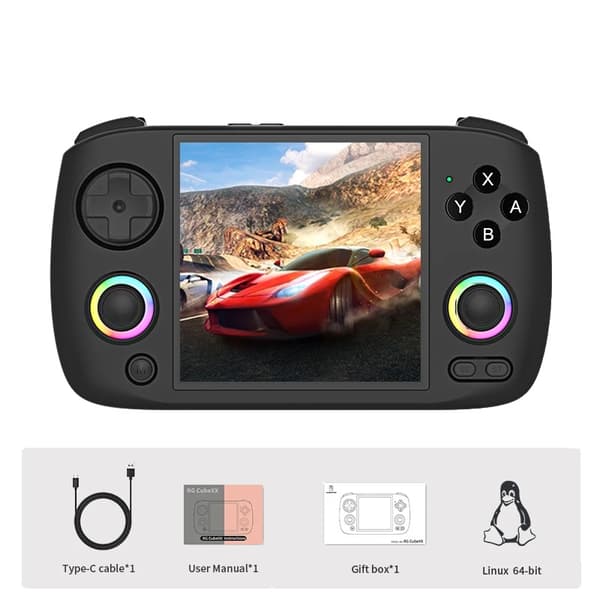 Handhållen spelkonsol, 3,95-tums IPS-skärm, 3800 mAh batteri, Wi-Fi och Bluetooth-anslutning,256G 11K Spel, Svart