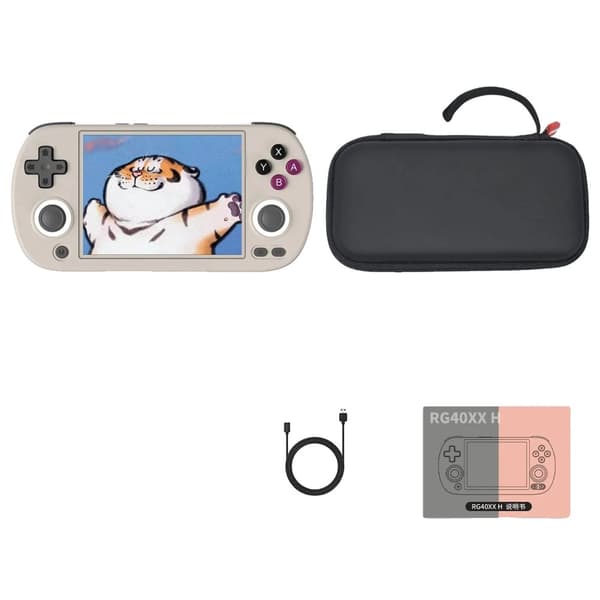 Handhållen spelkonsol, 4,0 tum IPS-skärm, Bluetooth- och HDMI-anslutning,256G Endast 300 PSP, Grå och Väska
