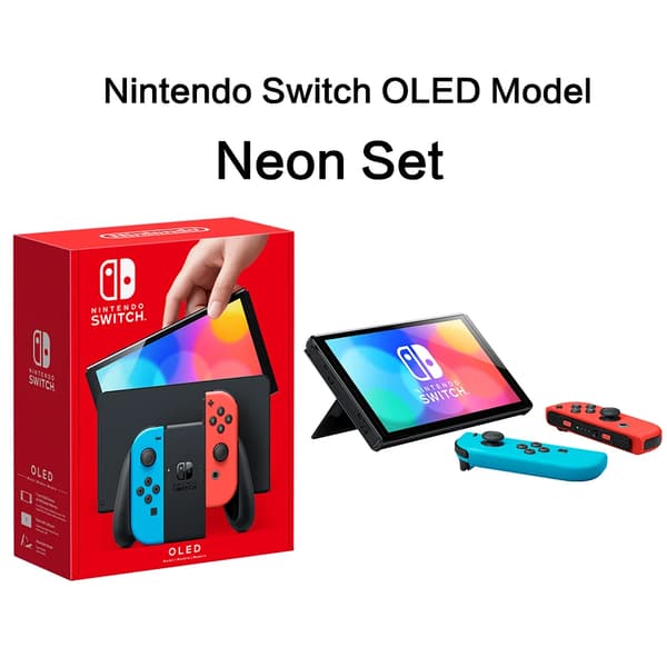 Switch OLED, 7,0" Skärm, 1280x720 Upplösning, 64 GB Lagring,OLED Neon