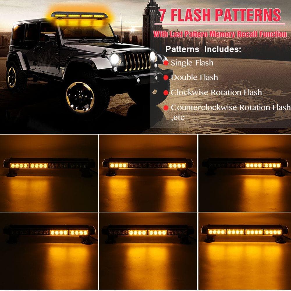 20" 38LED bil nödvarning Strobe Light Bar Beacon Lampor Vattentät bärnsten