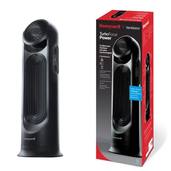 Ventilator kolumn Turbo Force - Honeywell HYF500E4 - 2 fläktar i 1 - Svart