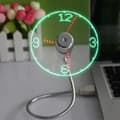 Miniatyrbild 2 av 3: Fläkt med USB LED virtuell klocka * Längd: ca 40 cm, * Fläktdiameter: 8,8 cm * Material: metallegering