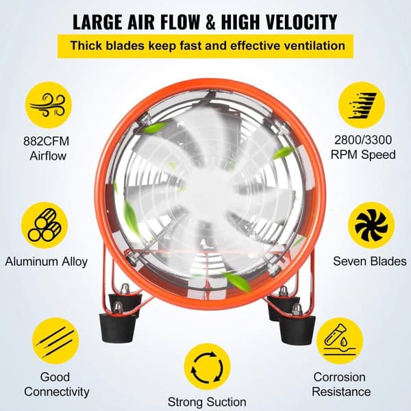 230W 200mm industriell avgasfläkt,ren kopparmotor,stort luftflöde,med PVC-kanal
