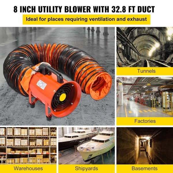 230W 200mm industriell avgasfläkt,ren kopparmotor,stort luftflöde,med PVC-kanal