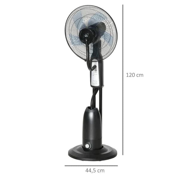 Rootz stativfläkt - vattenkyld stativfläkt - piedestalfläkt - fläkt med timerfunktion - dimfunktion - metall - svart