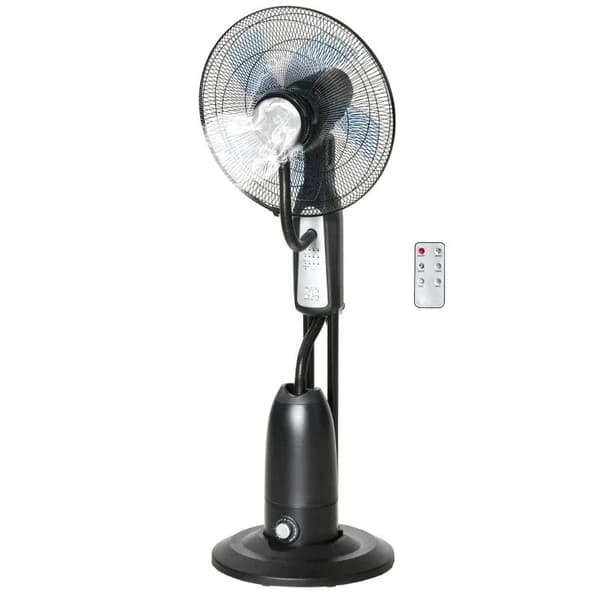 Rootz stativfläkt - vattenkyld stativfläkt - piedestalfläkt - fläkt med timerfunktion - dimfunktion - metall - svart