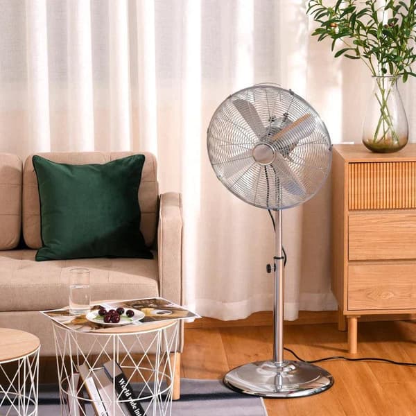 Rootz Pedestal Fan - Fan - Height-adjustable Fan - 3 Speed Levels - Adjustable Tilt Angle - Steel - Silver