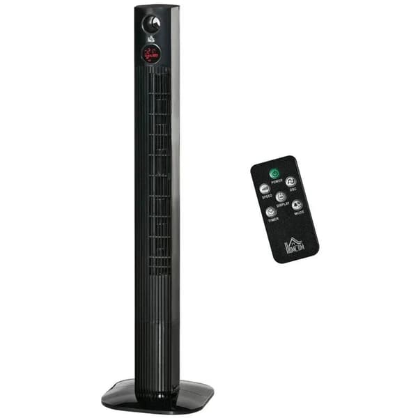 Rootz Tower -tuuletin - Pylvästuuletin - Jalustatuuletin - Kaukosäätimellä - Aromidiffuusorin ajastintoiminto - 3 ilmanvaihtotasoa - 45w - Musta - 31,