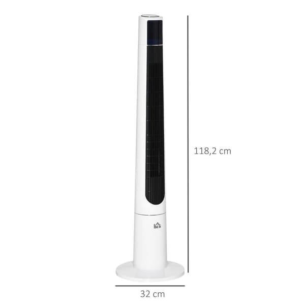 Rootz Tower -tuuletin kaukosäätimellä - Lattiatuuletin - 3 tilaa, 3 tasoa ja nopeus tuuletin - LED-näyttö - Valkoinen - 32 cm x 32 cm x 118,2 cm