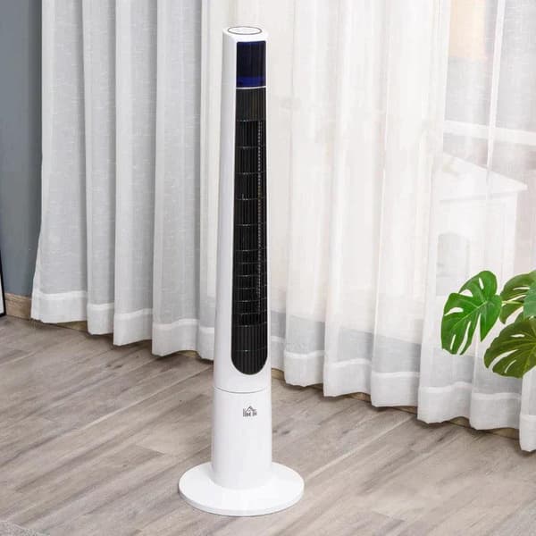 Rootz Tower -tuuletin kaukosäätimellä - Lattiatuuletin - 3 tilaa, 3 tasoa ja nopeus tuuletin - LED-näyttö - Valkoinen - 32 cm x 32 cm x 118,2 cm