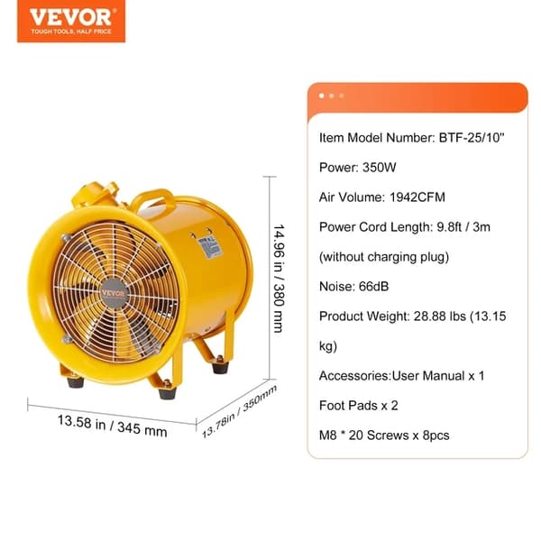 Transportabel Ventilator, Industriel Udsugningsventilator, Luftrensende Udsugningsanlæg, 550W