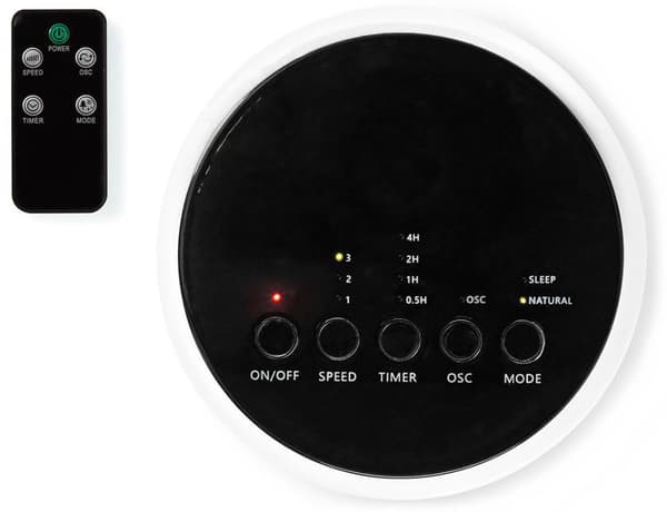 NEDIS sloupový ventilátor/ výška: 76 cm/ výkon 50 W/ 3 rychlosti/ rotace/ dálkové ovládání/ bílo-černý