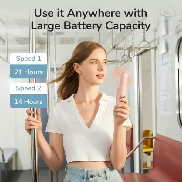 Mini bärbar handhållen fläkt 3 i 1, uppladdningsbar, batteridriven fläkt med powerbank ficklampa funktion-rosa