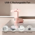 Miniatyrbild 2 av 4: Mini bärbar handhållen fläkt 3 i 1, uppladdningsbar, batteridriven fläkt med powerbank ficklampa funktion-rosa